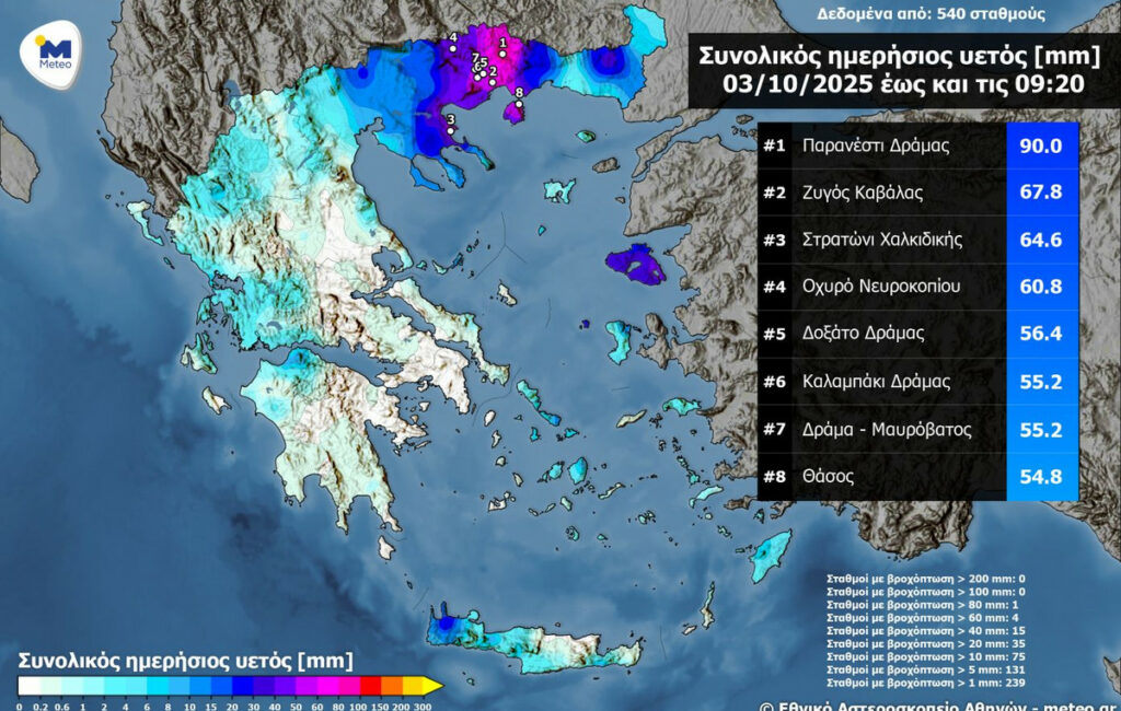 Κακοκαιρία: Οι περιοχές που επλήγησαν από τις βροχές μέχρι το πρωί της Παρασκευής