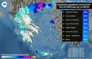 Κακοκαιρία: Οι περιοχές που επλήγησαν από τις βροχές μέχρι το πρωί της Παρασκευής