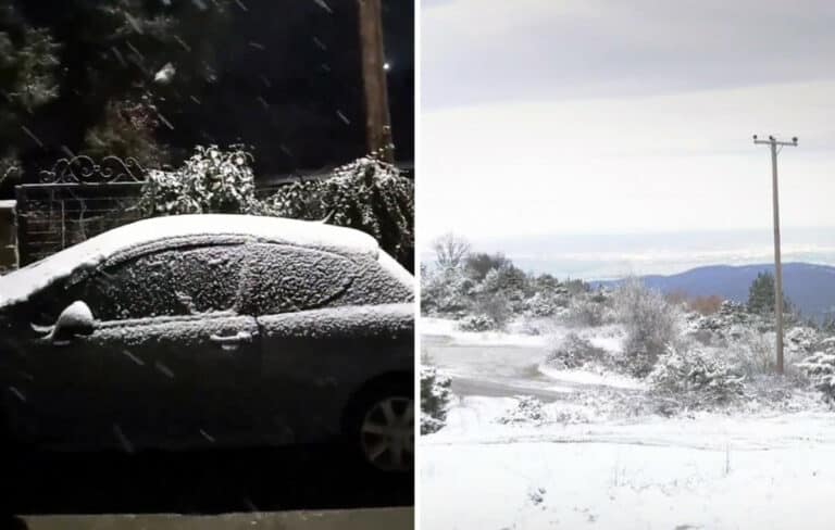 Χιονοπτώσεις στις ορεινές περιοχές της Θεσσαλονίκης – Κλειστά σχολεία λόγω παγετού