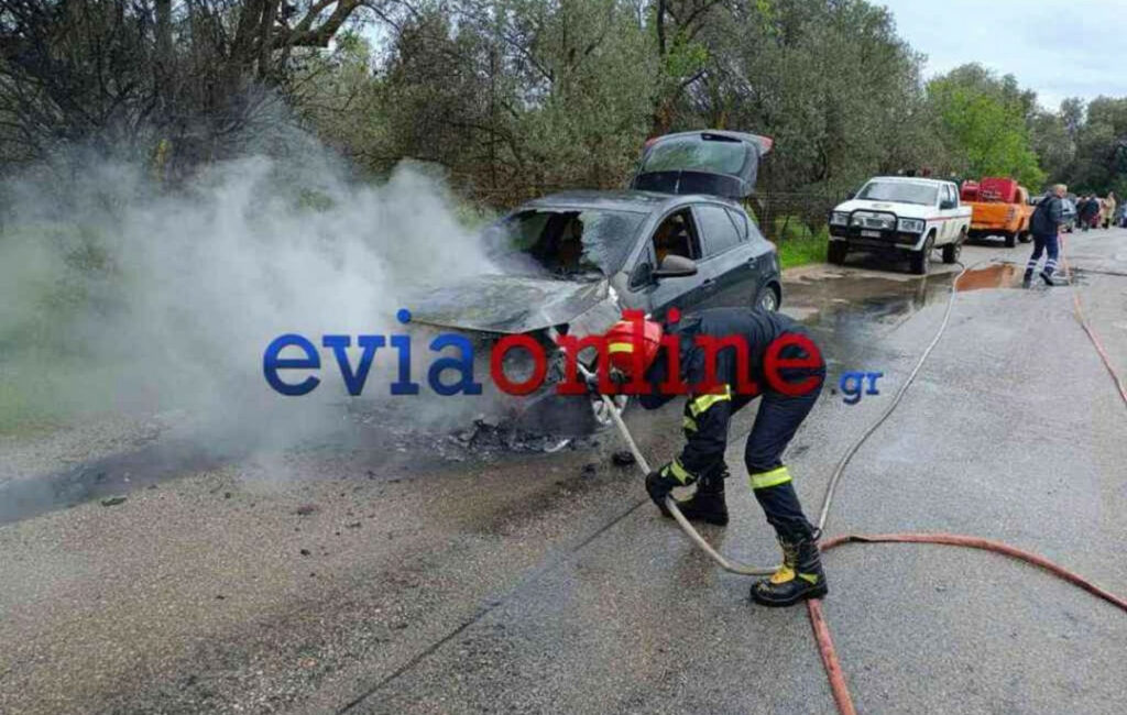Φωτιά σε αυτοκίνητο εν κινήσει στην Εύβοια – Τρόμος για μια οικογένεια